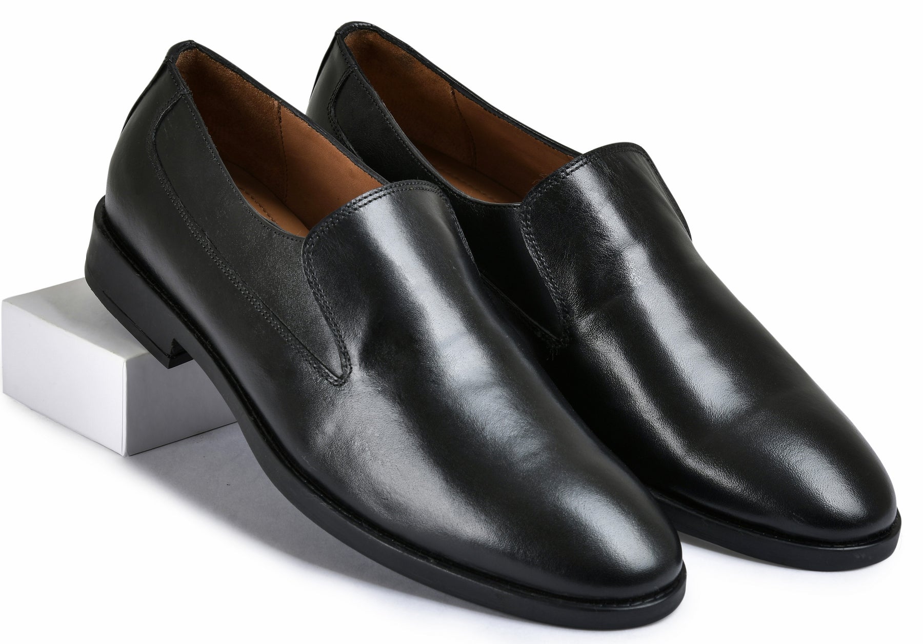 Earth Black Genuine Tata Leather Loafers For Men (Nikola)
