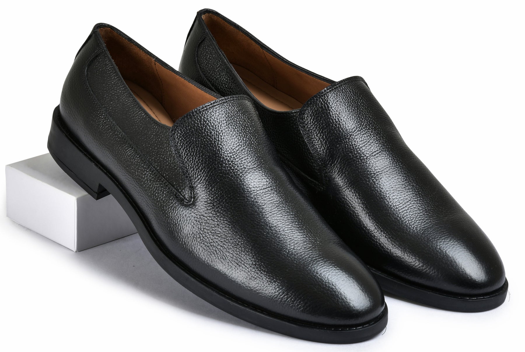 Milled Black Genuine Tata Leather Loafers For Men (Nikola)
