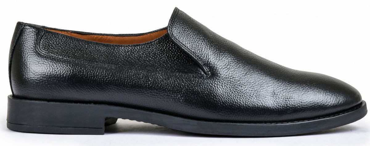 Milled Black Genuine Tata Leather Loafers For Men (Nikola)