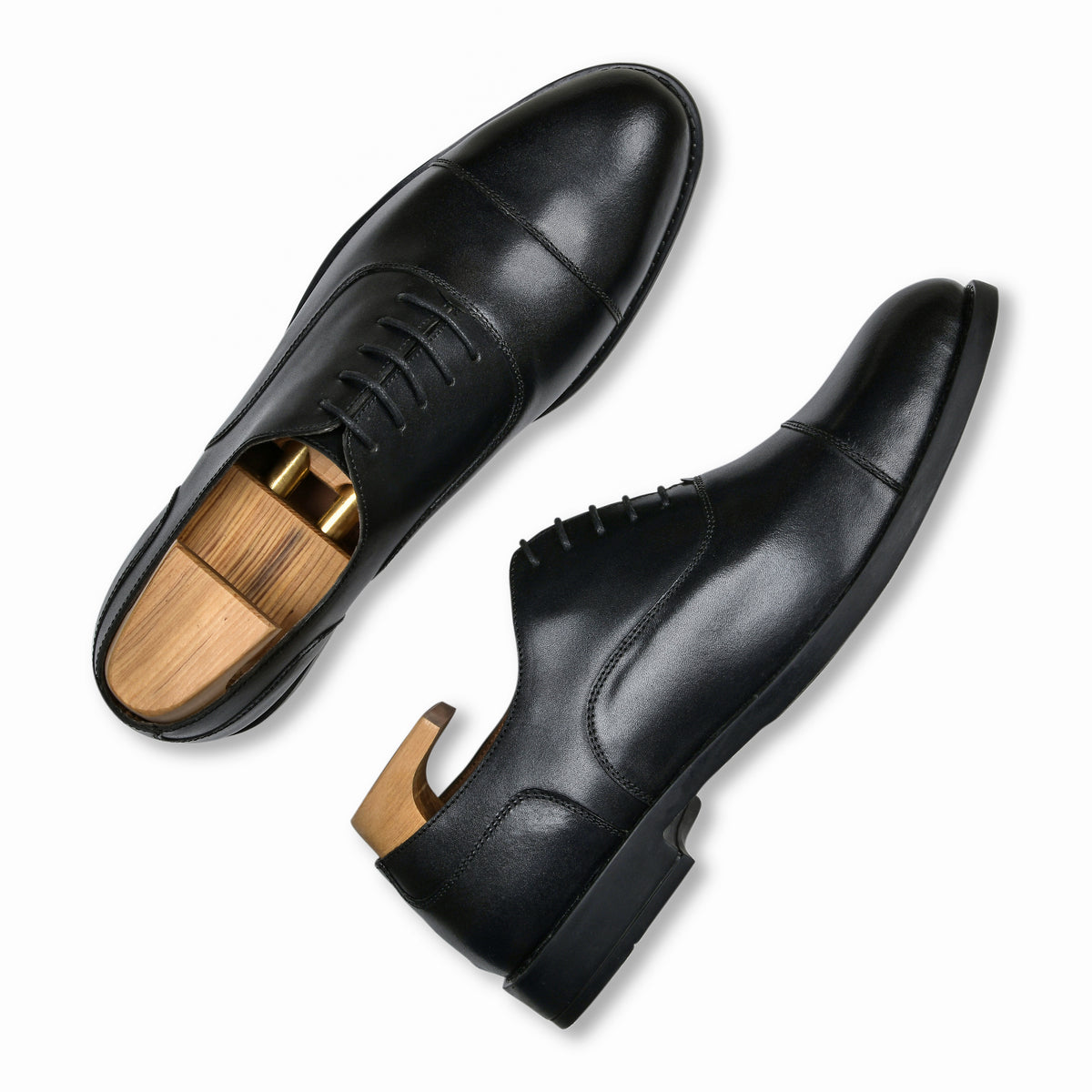 Earth Black Genuine Tata Leather Lace Up Mens Formal Shoes (Officer)