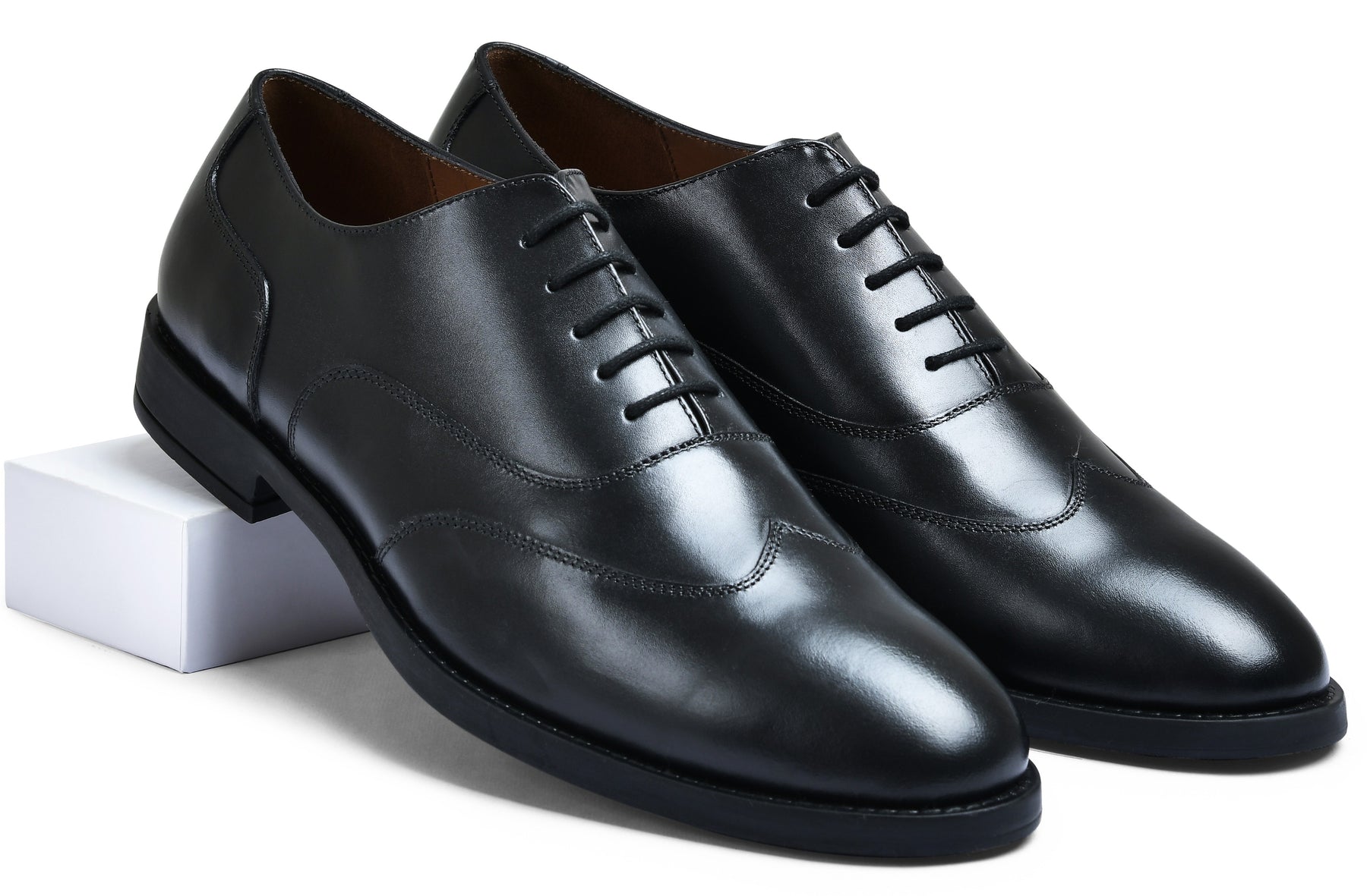Earth Black Genuine Tata Leather Lace Up Mens Formal Shoes (Officer Ii)