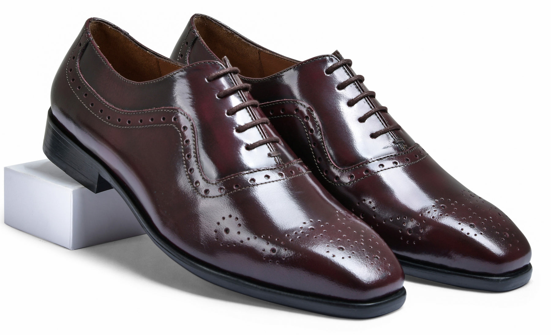 Cherry Brushoff Genuine Tata Leather Lace Up Mens Formal Shoes (Oscar)