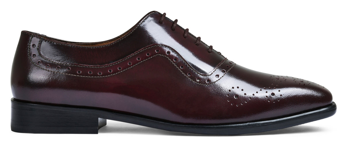 Cherry Brushoff Genuine Tata Leather Lace Up Mens Formal Shoes (Oscar)