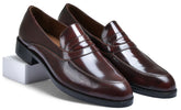 Cherry Brushoff Genuine Tata Leather Loafers For Men (Peter)