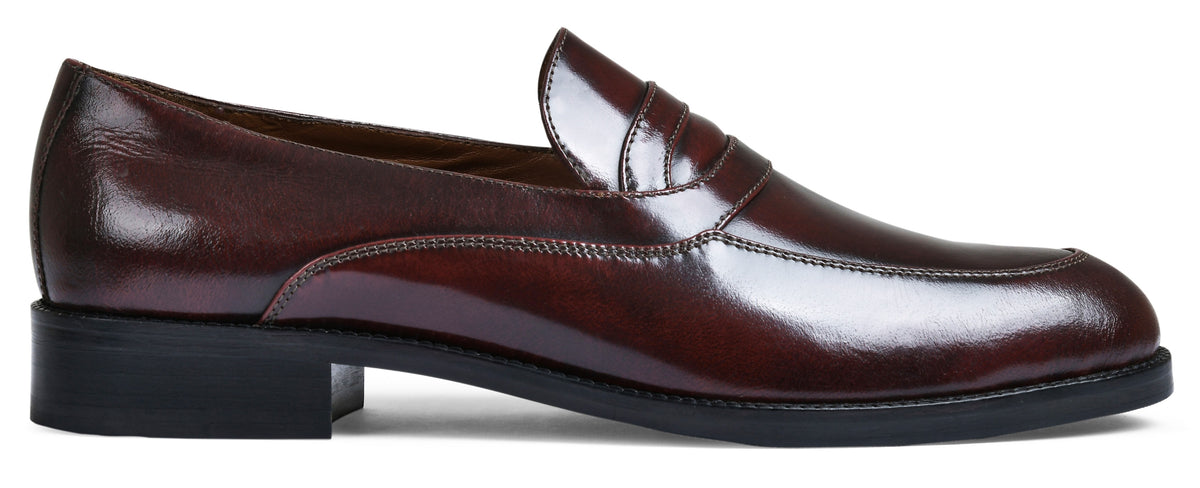 Cherry Brushoff Genuine Tata Leather Loafers For Men (Peter)