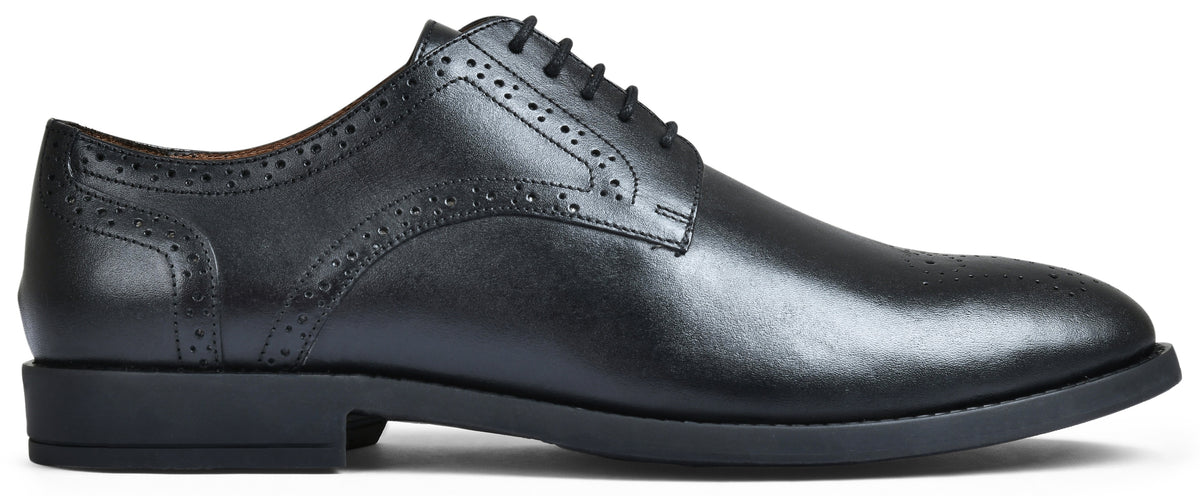Earth Black Genuine Tata Leather Lace Up Mens Formal Shoes (Robert)