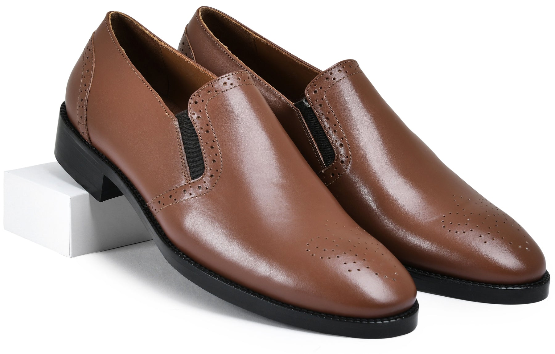 Brick Tan Genuine Tata Leather Loafers For Men (Roy)