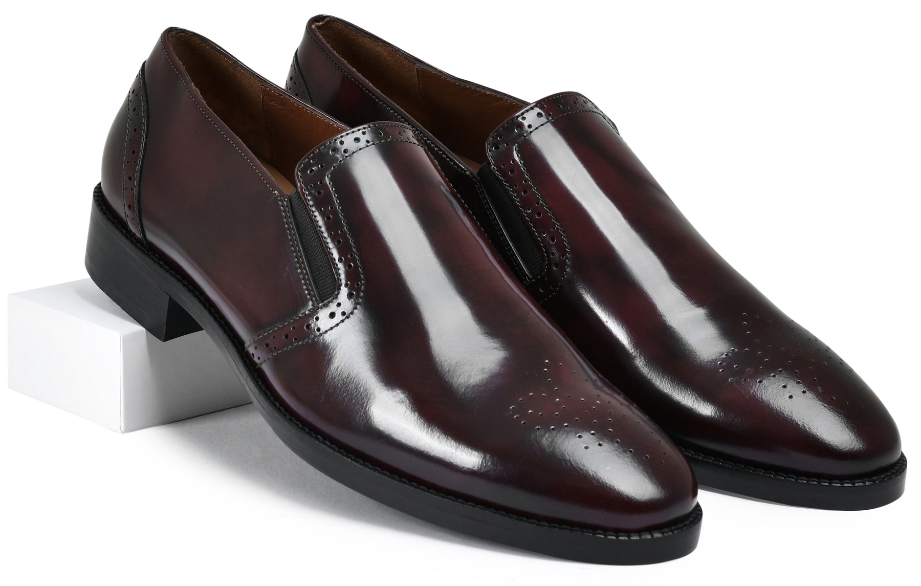 Cherry Brushoff Genuine Tata Leather Loafers For Men (Roy)