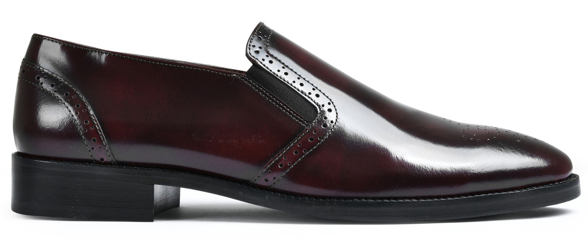 Cherry Brushoff Genuine Tata Leather Loafers For Men (Roy)