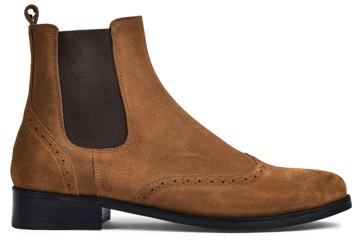 Suede Russet Genuine Tata Leather Chelsea Boots For Men (Wade)