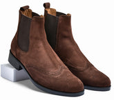 Suede Brown Genuine Tata Leather Chelsea Boots For Men (Wade)