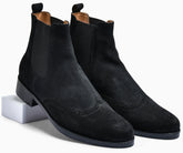 Suede Black Genuine Tata Leather Chelsea Boots For Men (Wade)