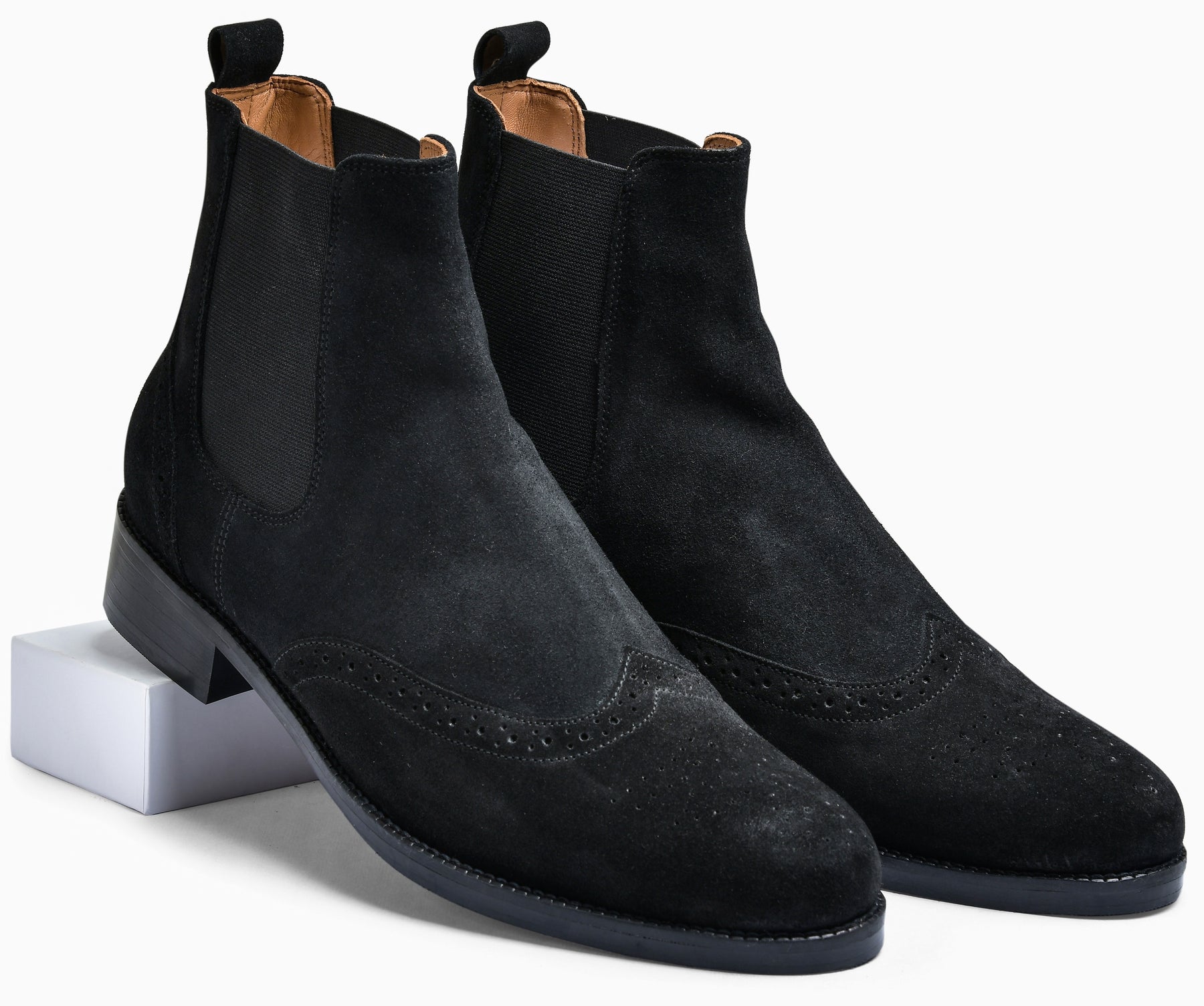 Suede Black Genuine Tata Leather Chelsea Boots For Men (Wade)