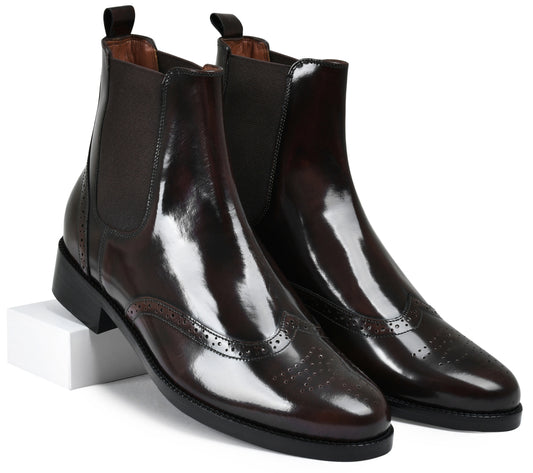 Brown Brushoff Genuine Tata Leather Chelsea Boots For Men (Wade)