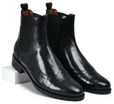 Croco Black Genuine Tata Leather Chelsea Boots For Men (Wade)
