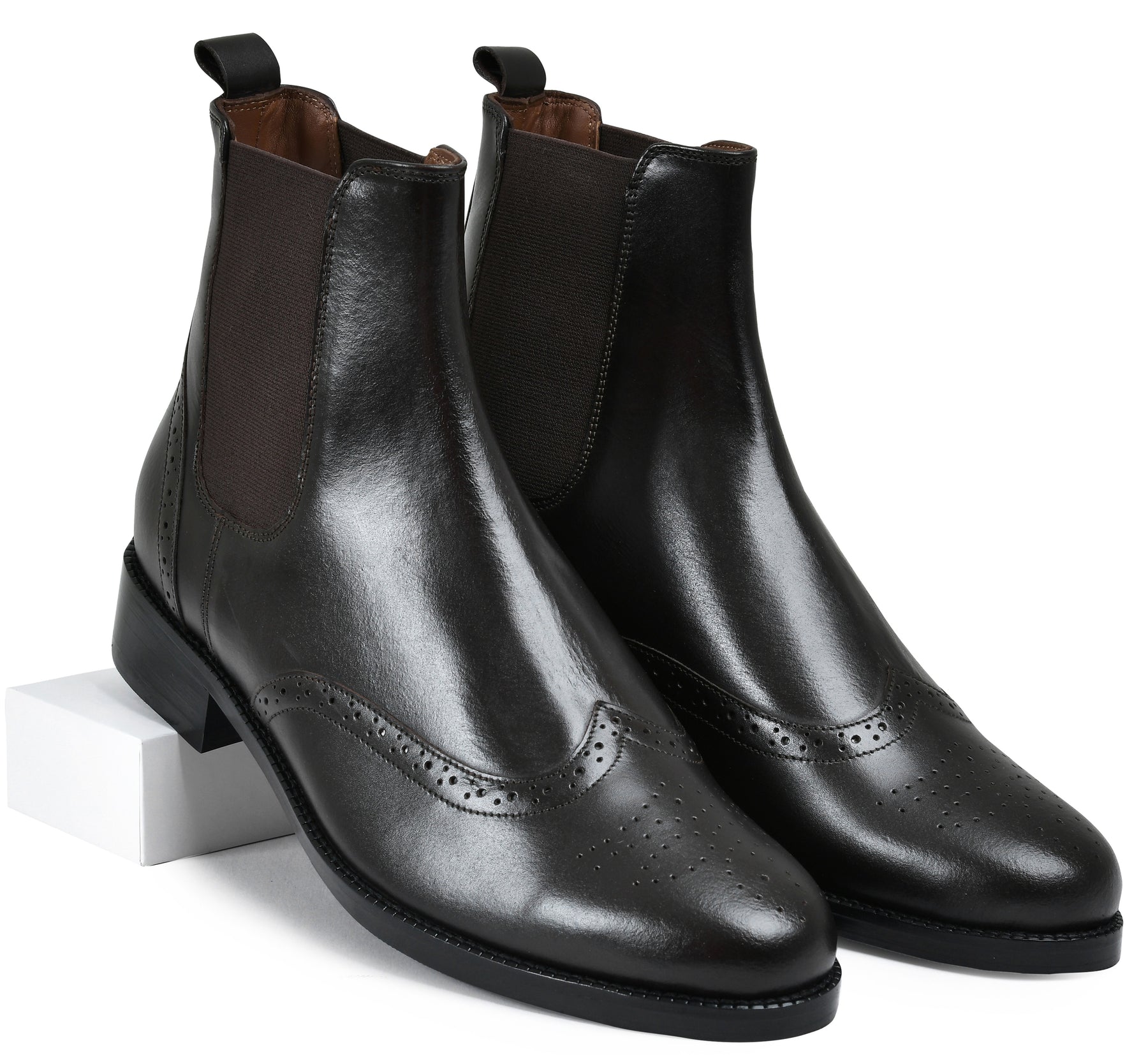 Stone Brown Genuine Tata Leather Chelsea Boots For Men (Wade)