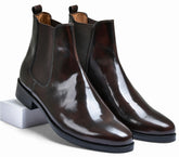 Brown Brushoff Genuine Tata Leather Chelsea Boots For Men (Wellington)