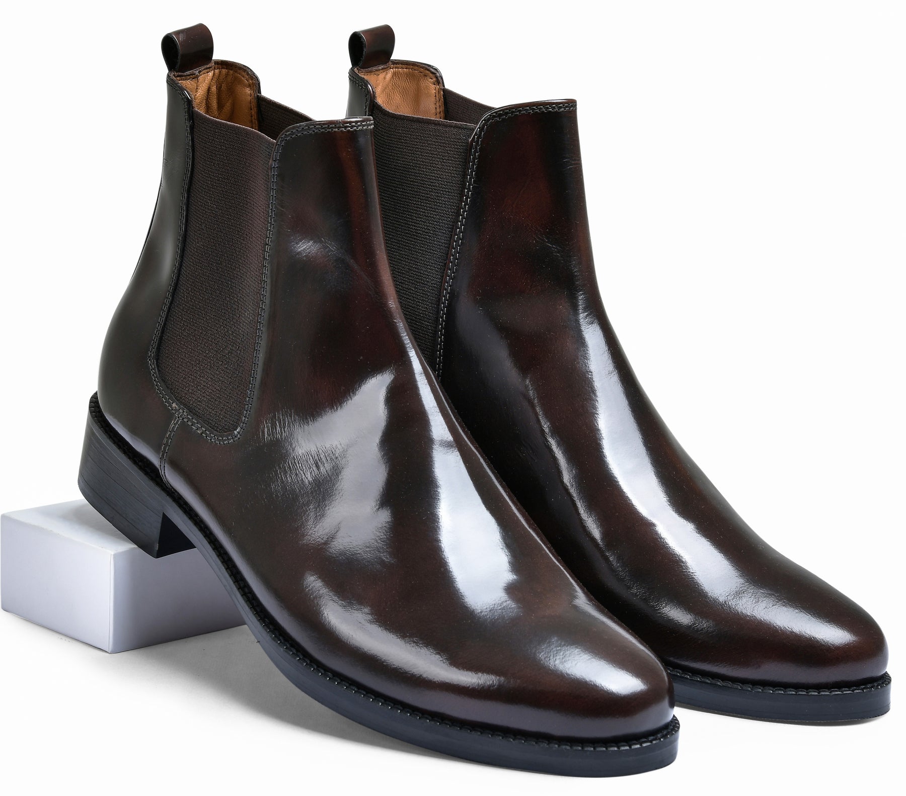 Brown Brushoff Genuine Tata Leather Chelsea Boots For Men (Wellington)