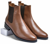 Milled Brown Genuine Tata Leather Chelsea Boots For Men (Wellington)