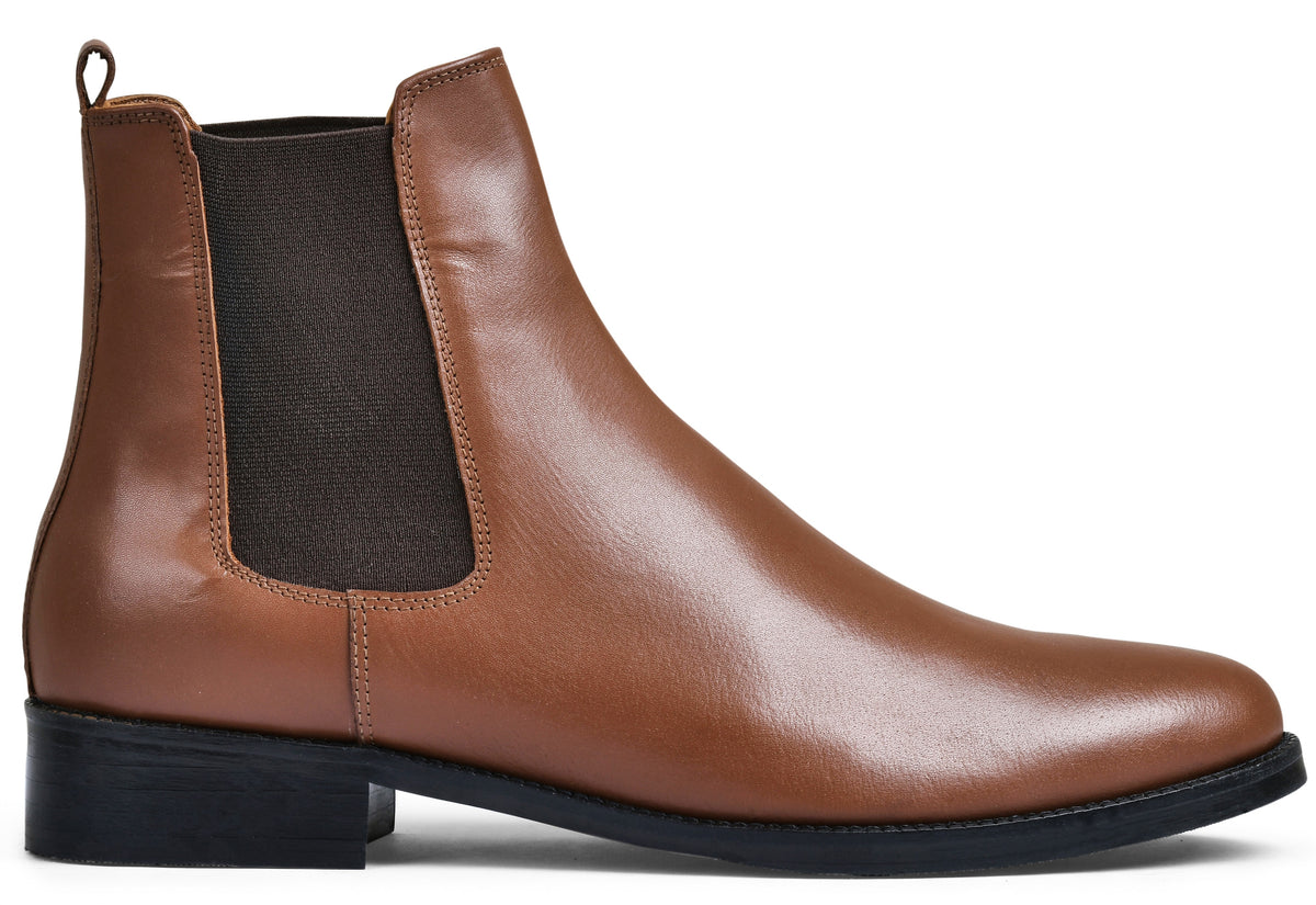 Milled Brown Genuine Tata Leather Chelsea Boots For Men (Wellington)