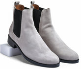 Suede White Genuine Tata Leather Chelsea Boots (Wellington)