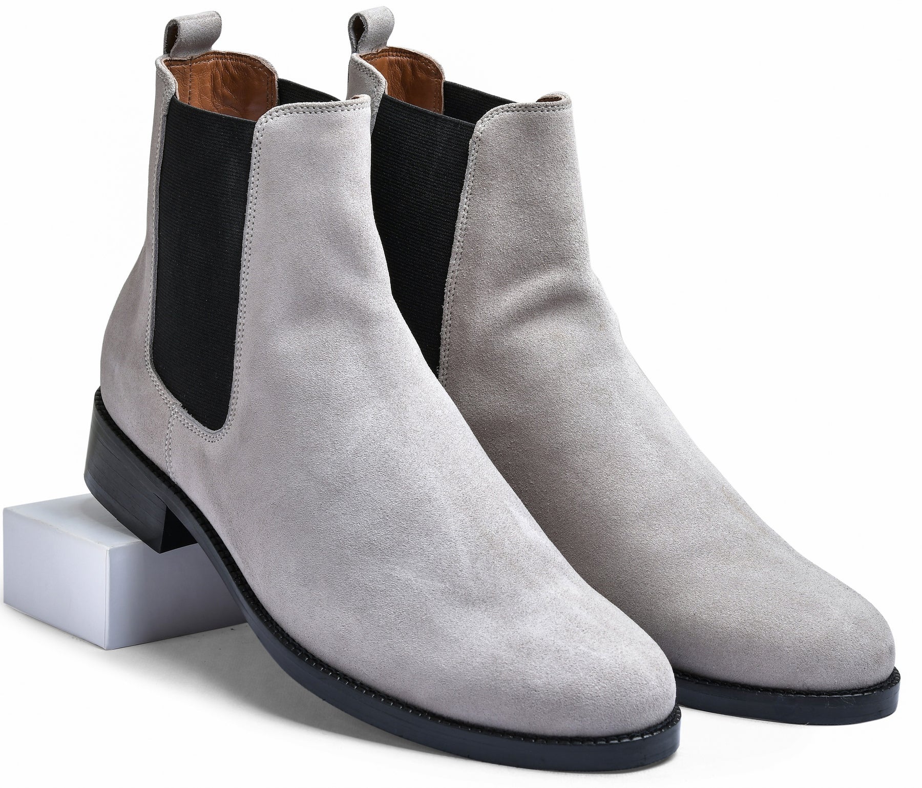 Suede White Genuine Tata Leather Chelsea Boots (Wellington)