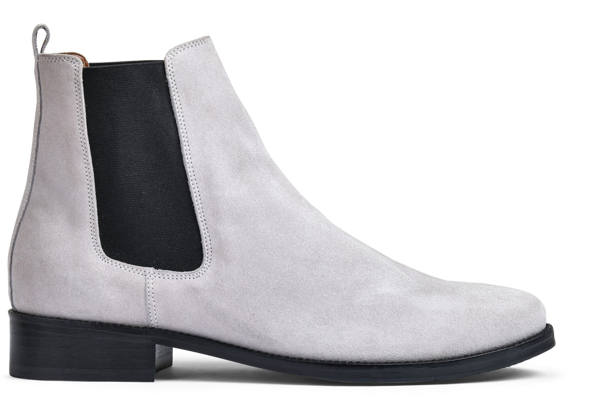 Suede White Genuine Tata Leather Chelsea Boots (Wellington)