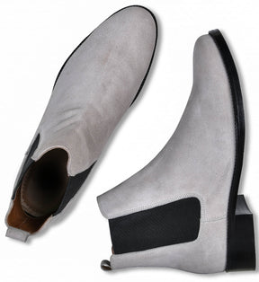 Suede White Genuine Tata Leather Chelsea Boots (Wellington)