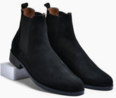 Suede Black Genuine Tata Leather Chelsea Boots For Men (Wellington)