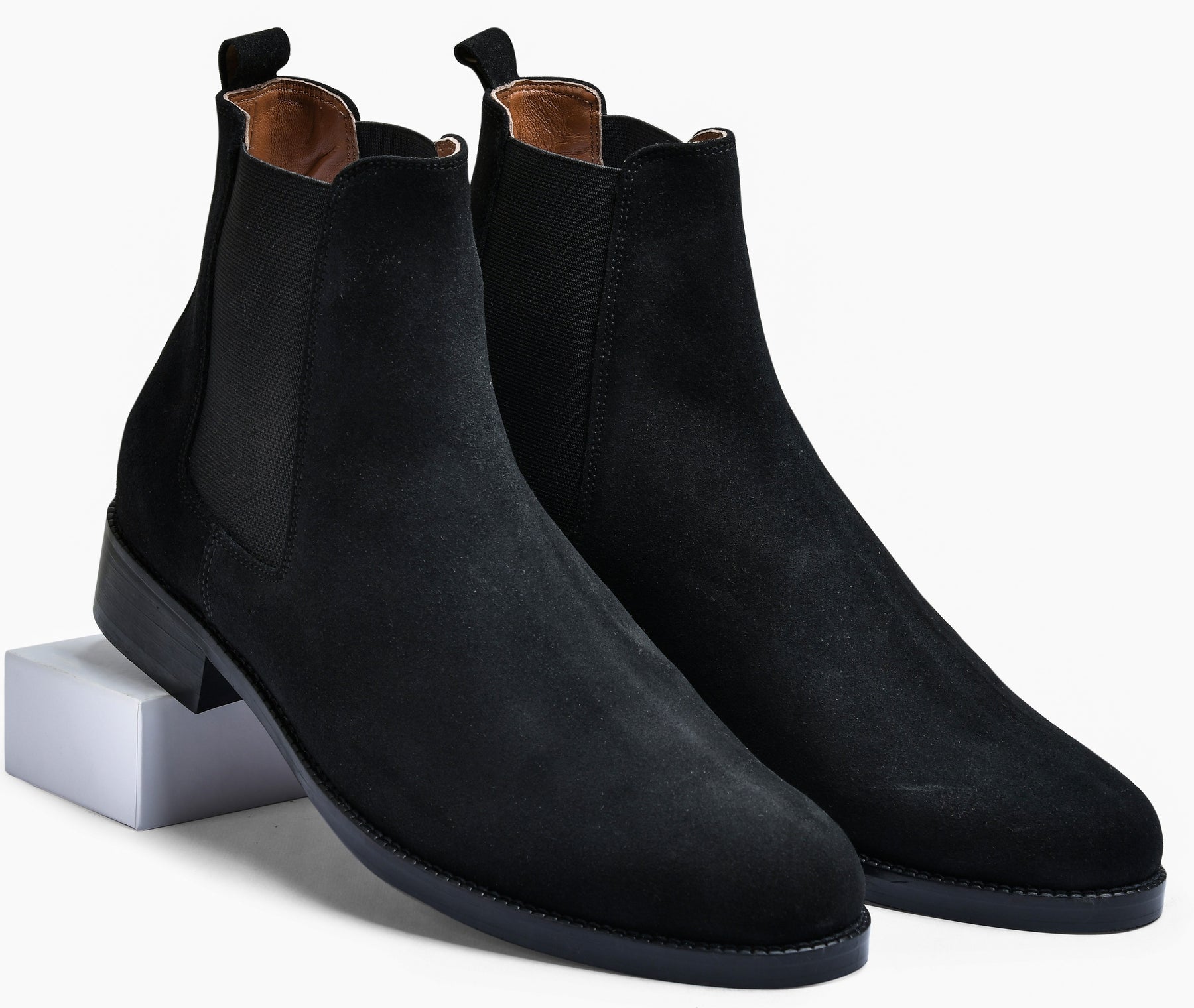 Suede Black Genuine Tata Leather Chelsea Boots For Men (Wellington)