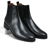 Earth Black Genuine Tata Leather Chelsea Boots For Men (Wellington)