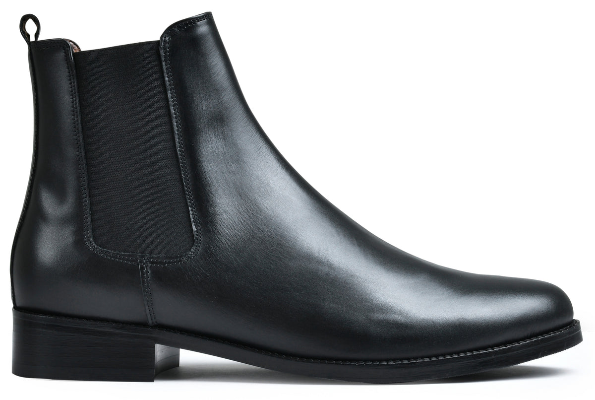 Earth Black Genuine Tata Leather Chelsea Boots For Men (Wellington)