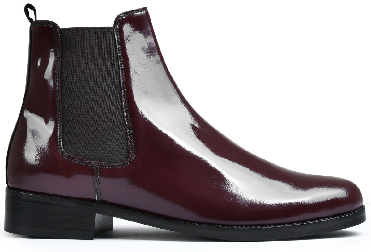 Smooth Wine Genuine Tata Leather Chelsea Boots For Men (Wellington)