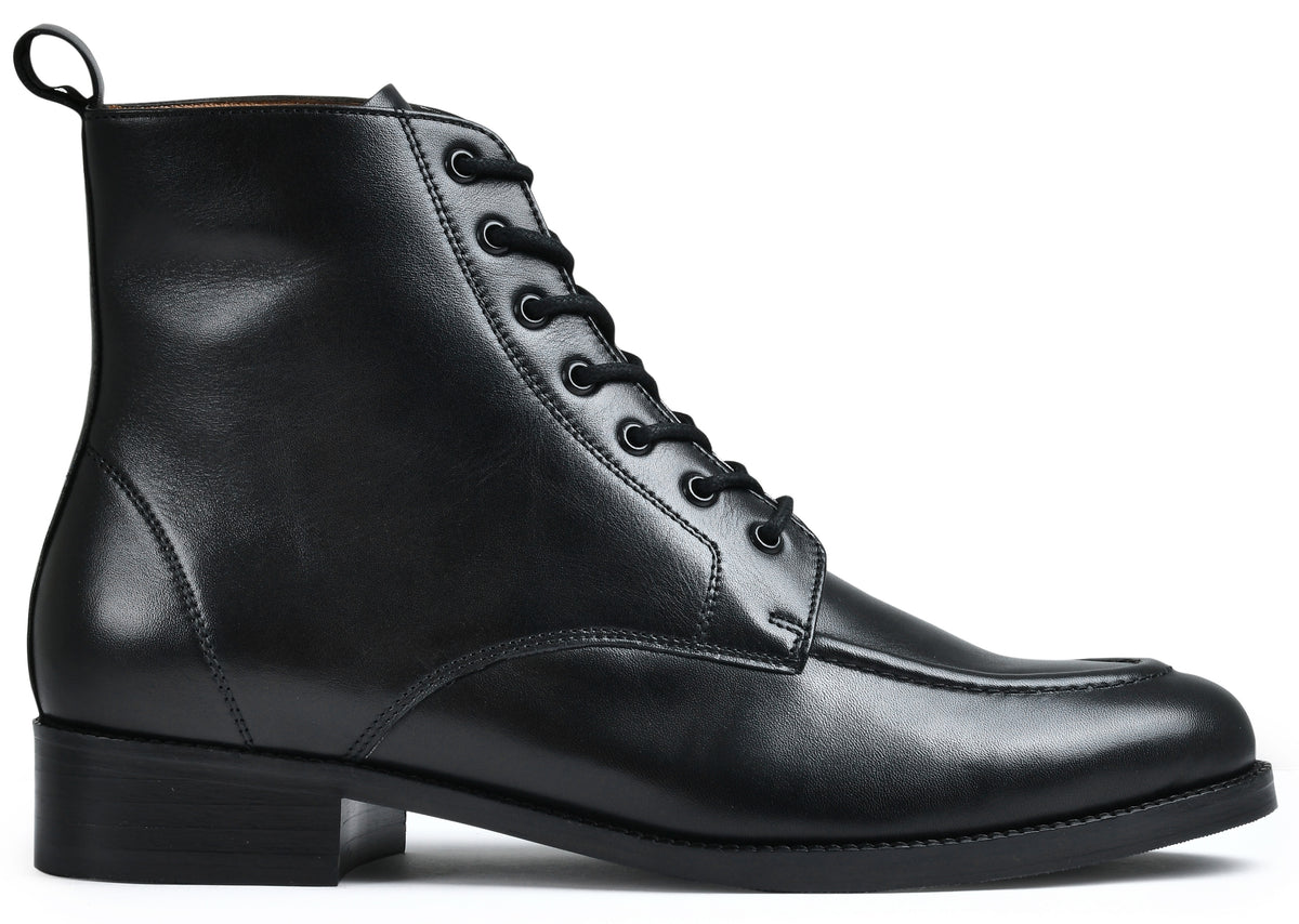Earth Black Genuine Tata Leather Lace Up Mens Boots (Cooper)