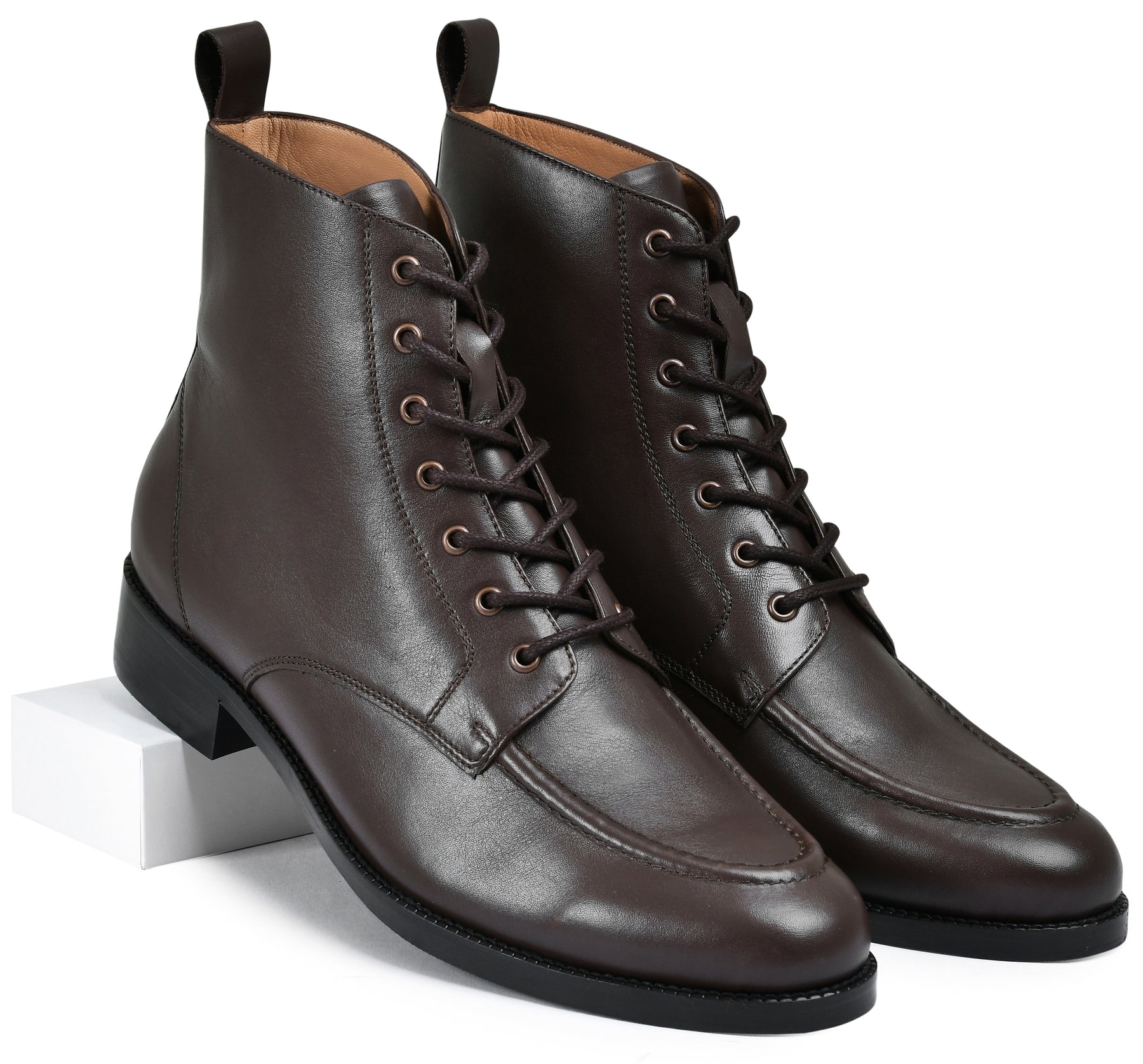 Stone Brown Genuine Tata Leather Lace Up Mens Boots (Cooper)