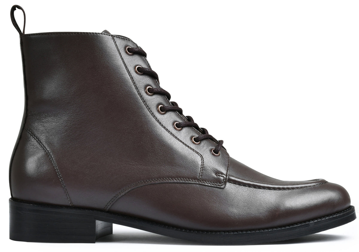 Stone Brown Genuine Tata Leather Lace Up Mens Boots (Cooper)