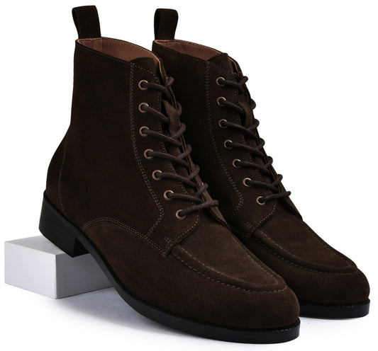 Suede Brown Genuine Tata Leather Lace Up Mens Boots (Cooper)