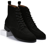 Suede Black Genuine Tata Leather Lace Up Mens Boots (Cooper)