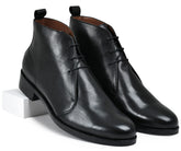 Earth Black Genuine Tata Leather Lace Up Mens Boots (Philip)