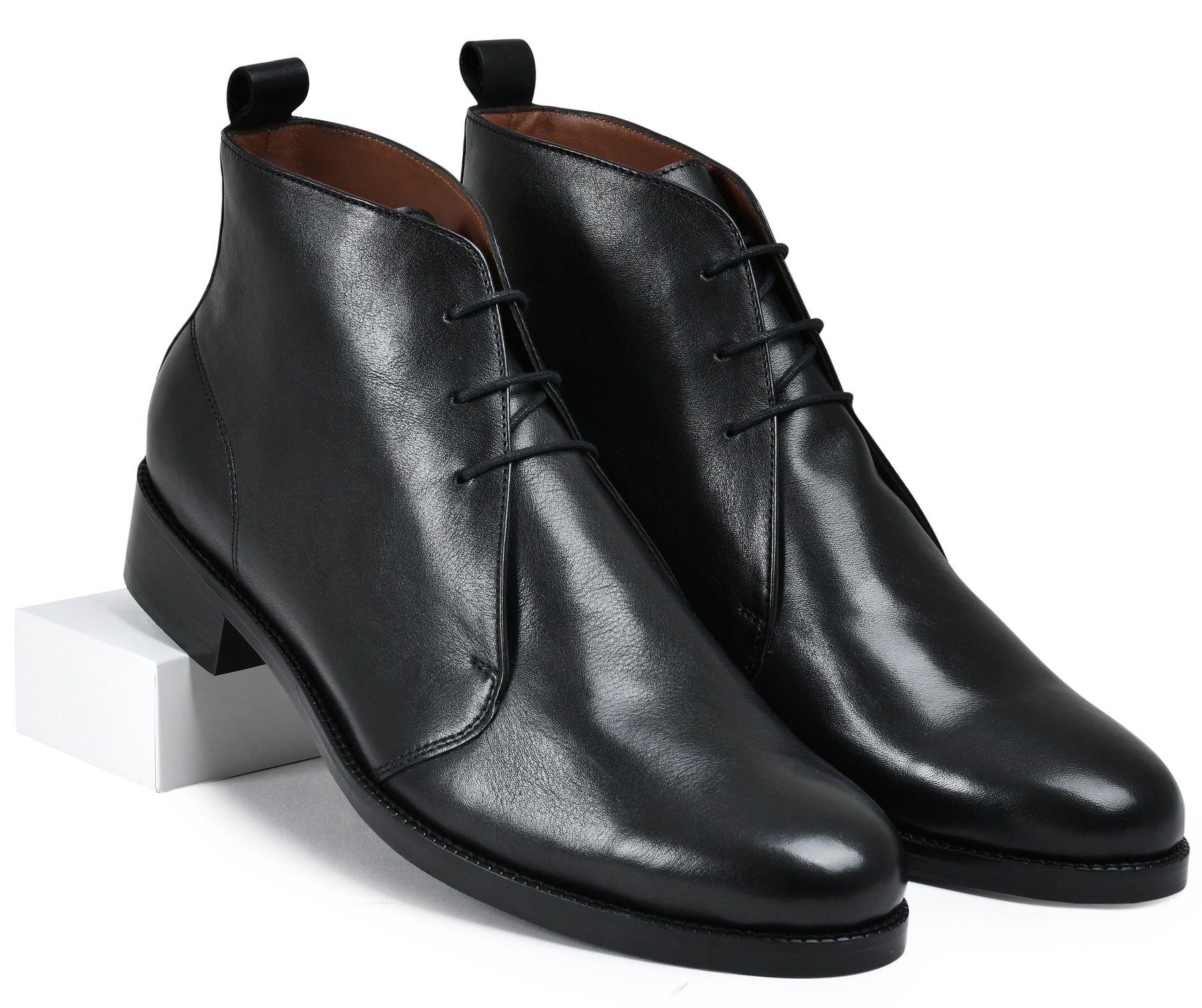 Earth Black Genuine Tata Leather Lace Up Mens Boots (Philip)