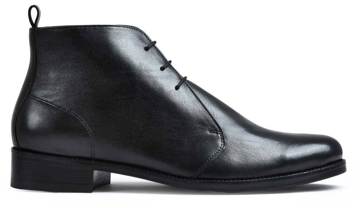 Earth Black Genuine Tata Leather Lace Up Mens Boots (Philip)