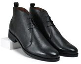 Milled Black Genuine Tata Leather Lace Up Mens Boots (Philip)