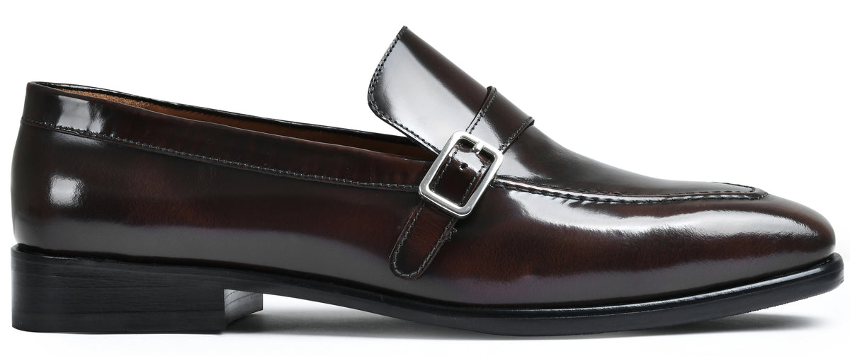 Brown Brushoff Genuine Tata Leather Monk Straps Loafers For Men (Harvey)
