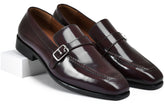Cherry Brushoff Genuine Tata Leather Monk Straps Loafers For Men (Harvey)