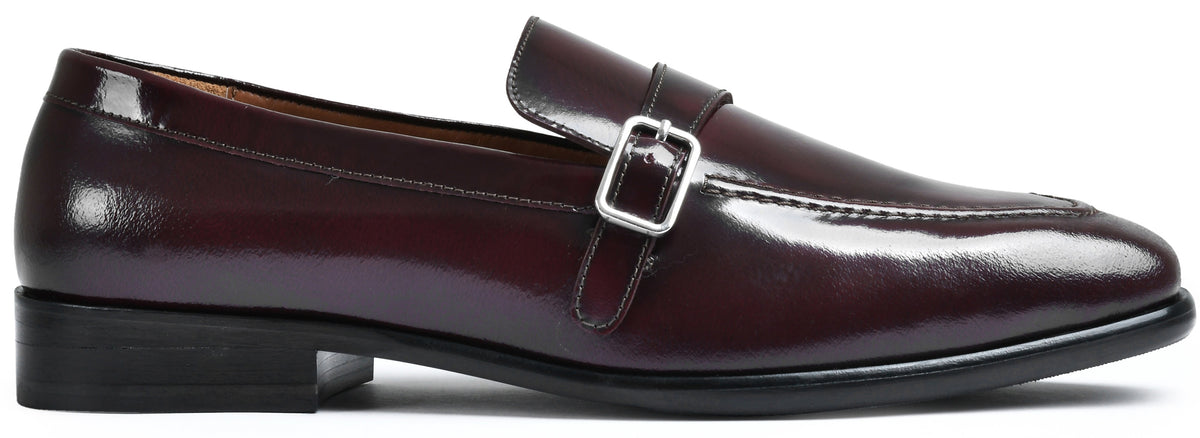 Cherry Brushoff Genuine Tata Leather Monk Straps Loafers For Men (Harvey)