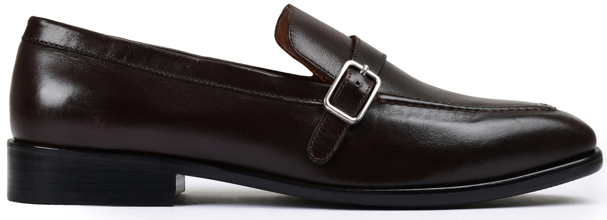 Stone Brown Genuine Tata Leather Monk Straps Loafers For Men (Harvey)