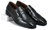Croco Black Genuine Tata Leather Loafers For Men (Arnold)