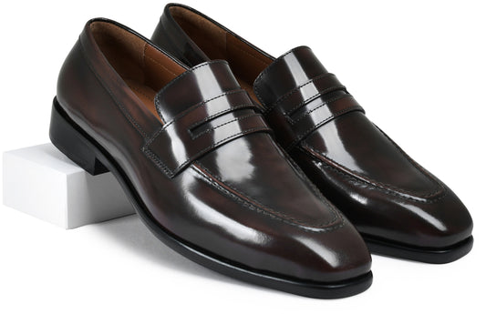 Brown Brushoff Genuine Tata Leather Loafers For Men (Arnold)