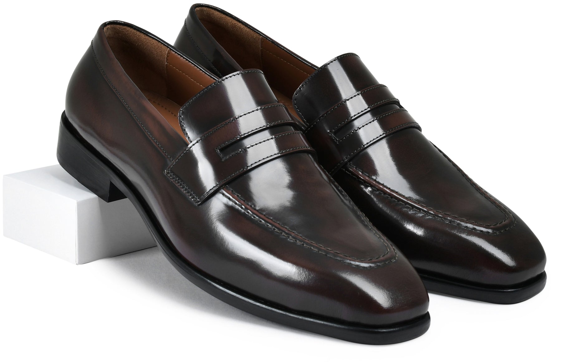 Brown Brushoff Genuine Tata Leather Loafers For Men (Arnold)