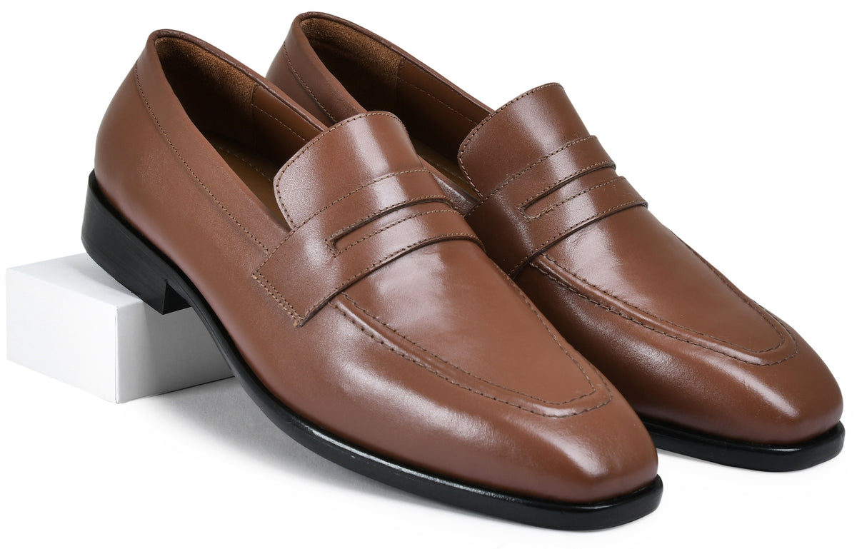 Brick Tan Genuine Tata Leather Loafers For Men (Arnold)